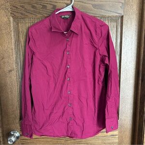 Eddie Bauer Long-Sleeve Button Down Shirt - Deep Raspberry